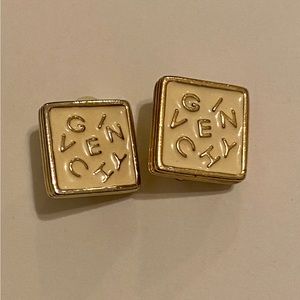 Vintage Givenchy cream & gold tone clip on earrings